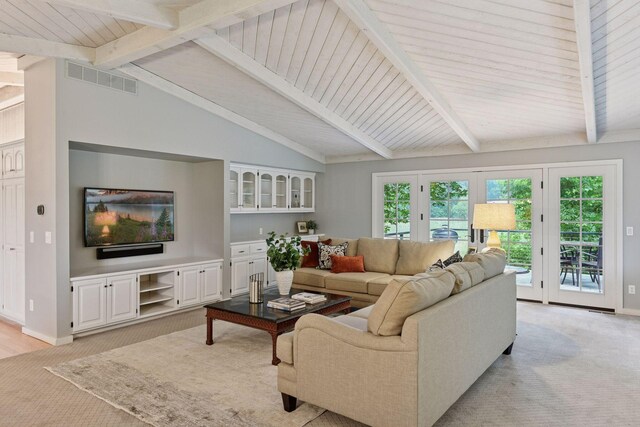 461 Peavey Ln, Wayzata, MN 55391 - living area featuring light colored carpet and wood ceiling