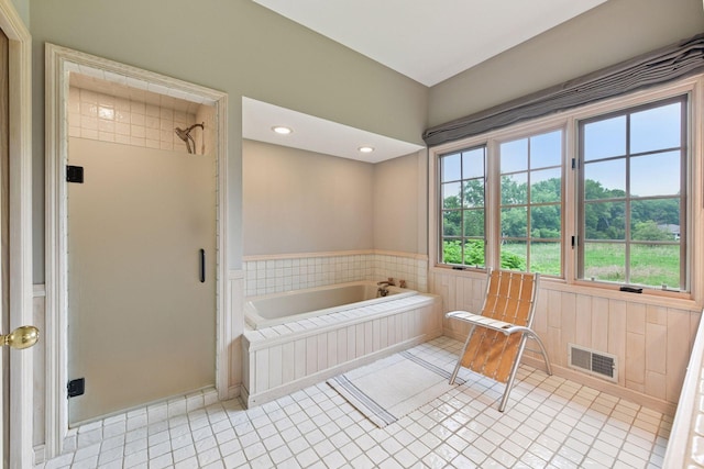 461 Peavey Ln, Wayzata, MN 55391 - full bathroom with a garden tub, a shower, and tile patterned floors