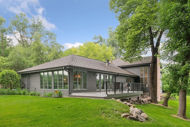 461 Peavey Ln, Wayzata, MN 55391 - rear view of house featuring a yard, a patio, and a deck