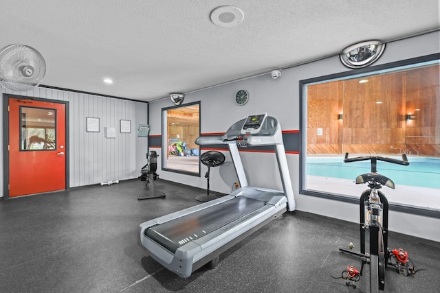 120 Demont Ave E Unit 103, Little Canada, MN 55117 - exercise room with a textured ceiling and baseboards