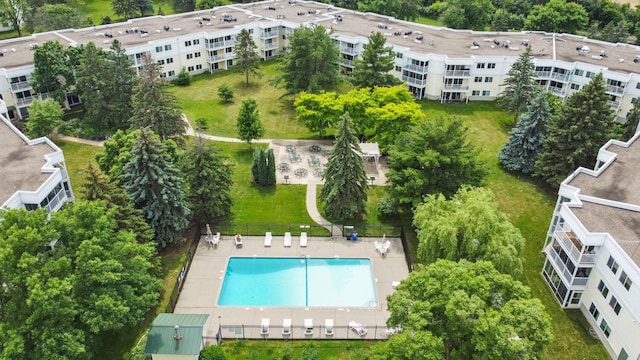 120 Demont Ave E Unit 103, Little Canada, MN 55117 - drone / aerial view of a pool and apartment complex
