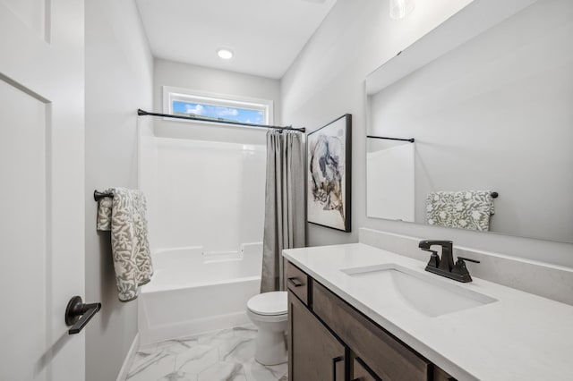 548 Mallard St NE, Hanover, MN 55341 - full bath with vanity, shower / bath combination with curtain, and marble look tile flooring