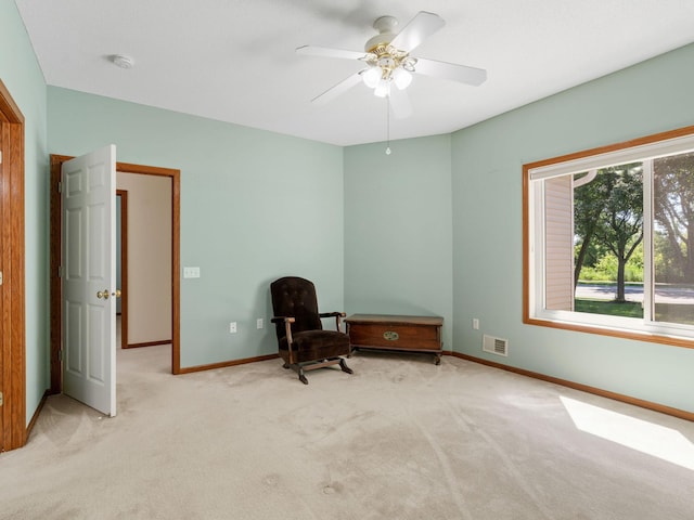 9323 Kimberly Ln N, Maple Grove, MN 55311 - sitting room featuring light colored carpet and a ceiling fan