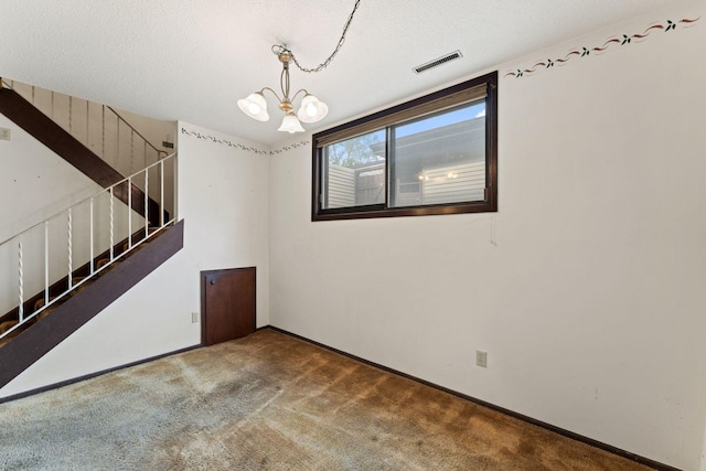 7508 Germane Trl Unit 0, Apple Valley, MN 55124 - unfurnished room with carpet, stairs, a chandelier, and baseboards