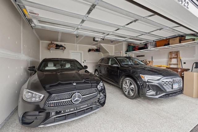 garage with a garage door opener