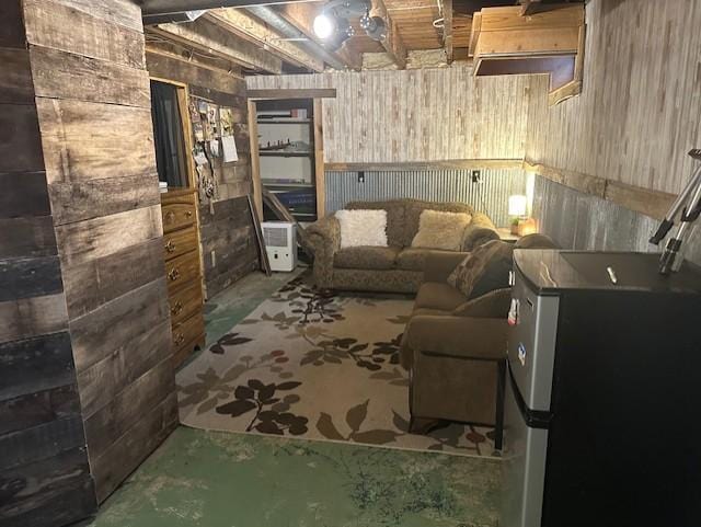 interior space featuring fridge