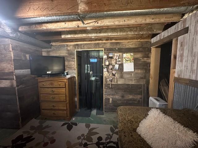 interior space with wooden walls