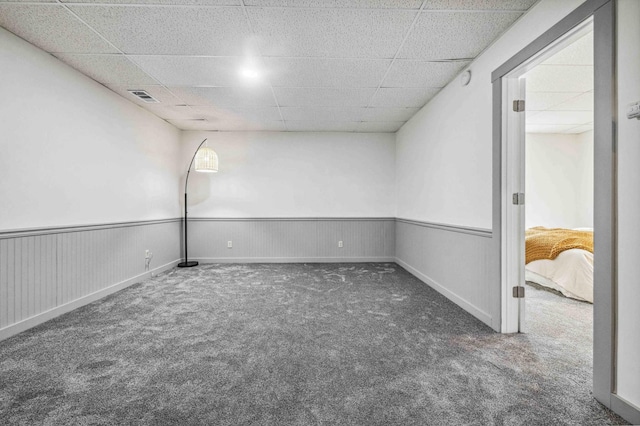 14347 Memorywood Dr, Baxter, MN 56425 - carpeted spare room featuring visible vents, wainscoting, and a drop ceiling