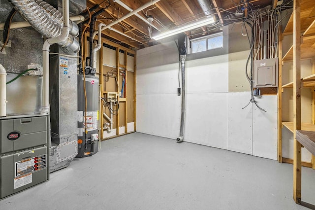 14347 Memorywood Dr, Baxter, MN 56425 - unfinished basement with heating unit, electric panel, and water heater