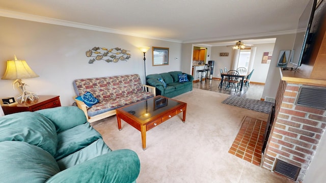 7030 147th Ave SE, Lake Lillian, MN 56253 - living area featuring crown molding and ceiling fan