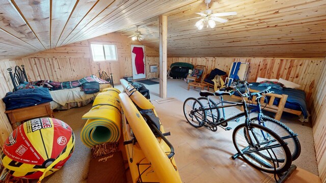 7030 147th Ave SE, Lake Lillian, MN 56253 - interior space with wooden walls, ceiling fan, and wooden ceiling