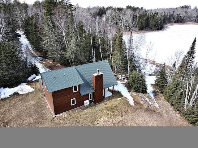 25440 Odonnell Ln, Bigfork, MN 56628 - snowy aerial view featuring a wooded view