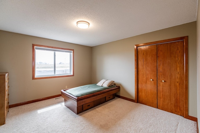 34506 Pleasant Point Dr, Homer Twp, MN 55987 - bedroom featuring carpet floors, a textured ceiling, a closet, and baseboards
