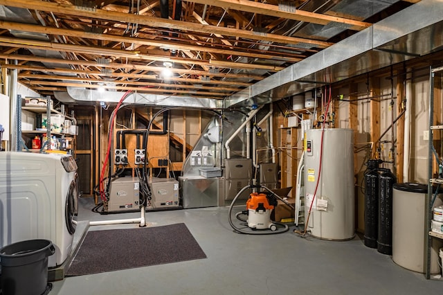 34506 Pleasant Point Dr, Homer Twp, MN 55987 - unfinished basement with washer / clothes dryer, water heater, and heating unit