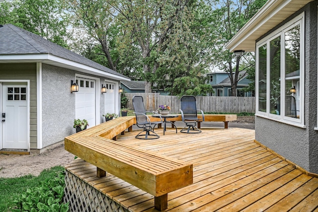 4767 Lake Ave, White Bear Lake, MN 55110 - deck with fence and an outbuilding