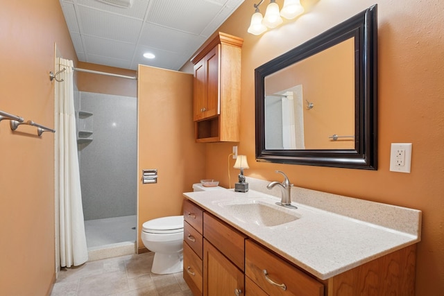 19826 Dakota Ave, Prior Lake, MN 55372 - full bathroom with walk in shower, toilet, vanity, and tile patterned floors
