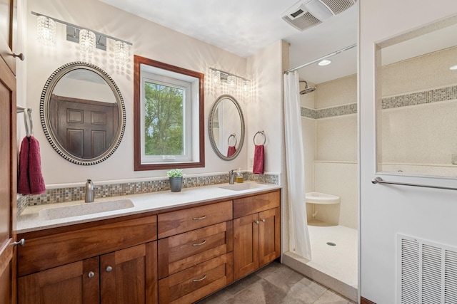 19826 Dakota Ave, Prior Lake, MN 55372 - full bath with a stall shower, double vanity, and backsplash