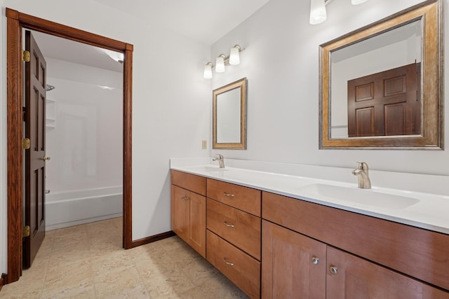 19826 Dakota Ave, Prior Lake, MN 55372 - full bath featuring double vanity, baseboards, and tub / shower combination