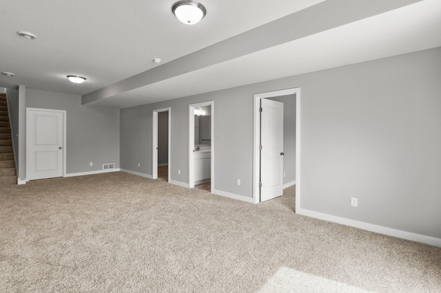 1591 76th St W, Inver Grove Heights, MN 55077 - finished basement with carpet, stairs, and baseboards