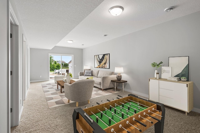 1591 76th St W, Inver Grove Heights, MN 55077 - living room with light carpet, baseboards, and a textured ceiling