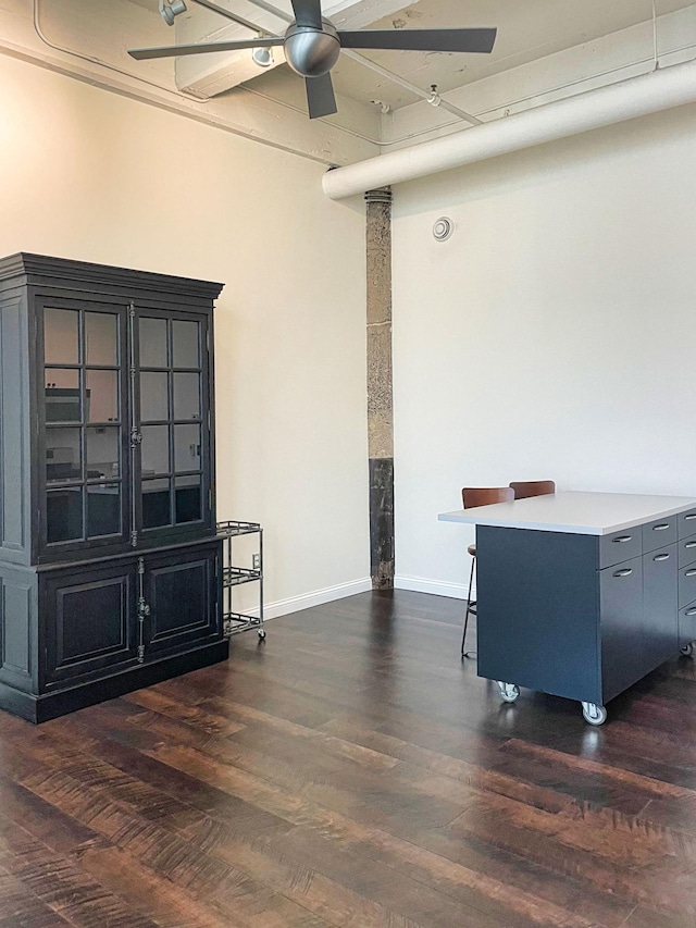 700 Washington Ave N Unit 617, Minneapolis, MN 55401 - home office featuring baseboards, a ceiling fan, and dark wood-style flooring