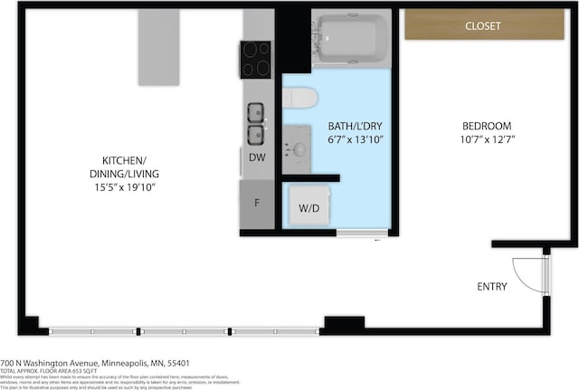 700 Washington Ave N Unit 617, Minneapolis, MN 55401 - floor plan