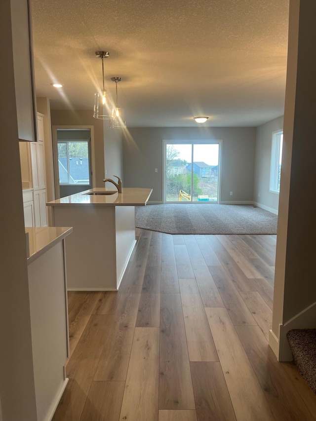 1595 76th St W, Inver Grove Heights, MN 55077 - unfurnished dining area with a sink, wood finished floors, plenty of natural light, a textured ceiling, and baseboards
