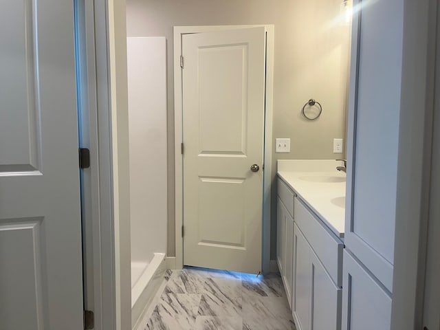 1595 76th St W, Inver Grove Heights, MN 55077 - full bathroom with marble look tile flooring and double vanity