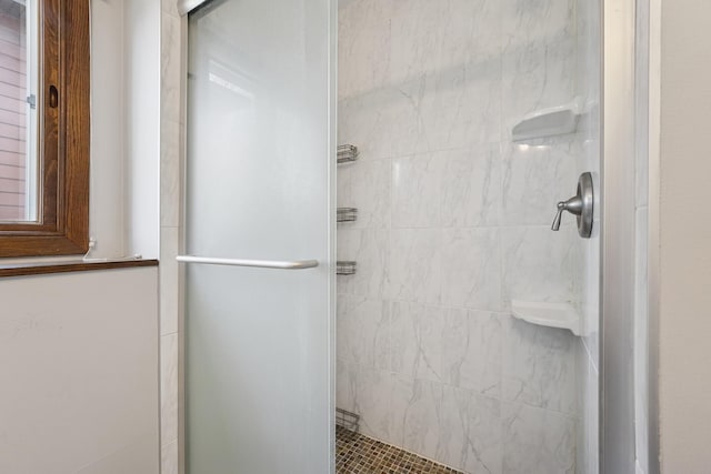 full bathroom featuring a shower stall