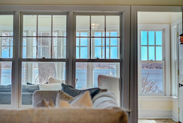 4927 Lake Ave, White Bear Lake, MN 55110 - details featuring baseboards and a water view