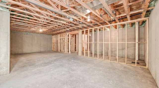 view of unfinished basement