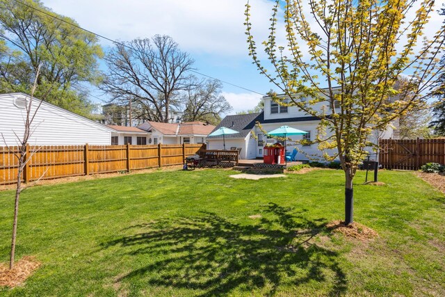 view of yard with a deck