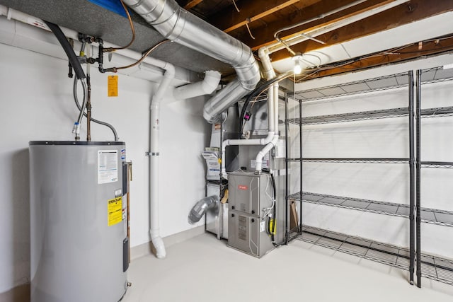 utilities featuring water heater and heating unit