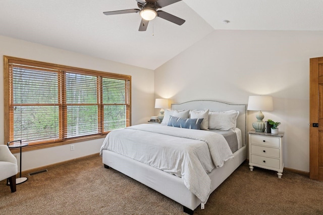 4633 Stonecliffe Dr, Eagan, MN 55122 - carpeted bedroom featuring lofted ceiling, baseboards, and ceiling fan