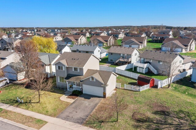 aerial view with a residential view