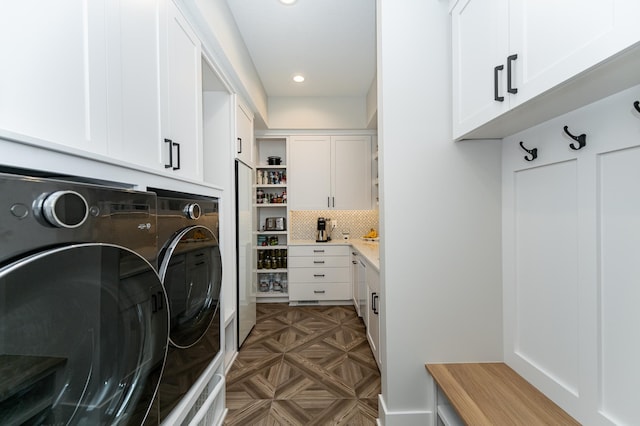 3251 Century Ridge Pl NE, Rochester, MN 55906 - washroom featuring washer and dryer, cabinet space, and recessed lighting