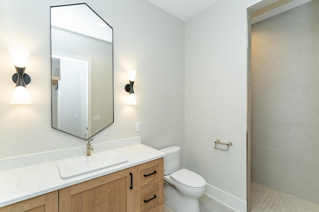 3251 Century Ridge Pl NE, Rochester, MN 55906 - full bathroom featuring vanity, toilet, a tile shower, and tile patterned flooring