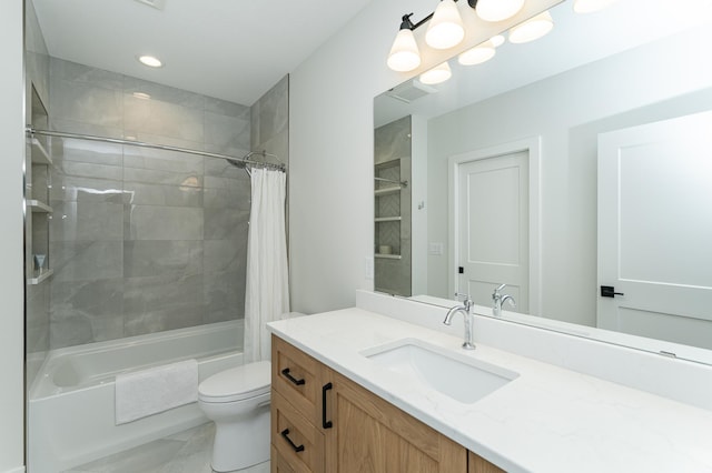 3251 Century Ridge Pl NE, Rochester, MN 55906 - bathroom featuring shower / bathtub combination with curtain, vanity, and toilet