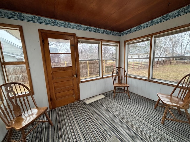 1017 Prairie St, Lake City, MN 55041 - sunroom featuring wooden ceiling and wood walls
