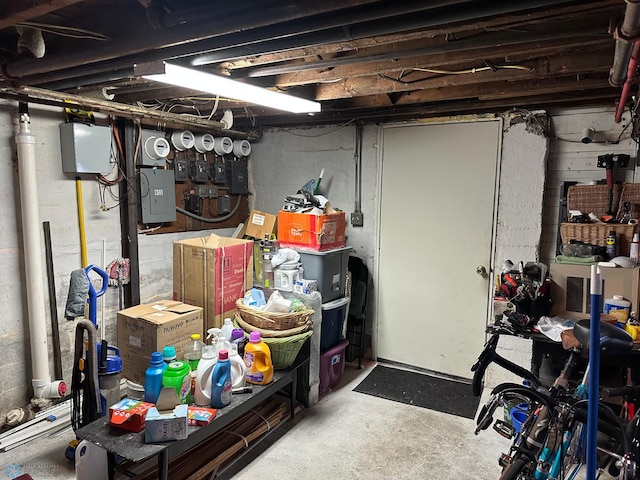 unfinished below grade area with electric panel