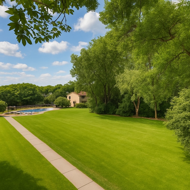 2800 Hillsboro Ave N Unit 220, New Hope, MN 55427 - view of green lawn featuring a water view and an outdoor pool