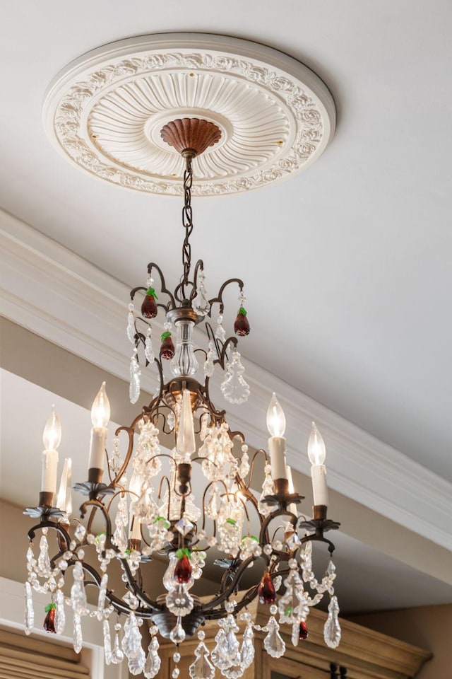 interior details with a notable chandelier