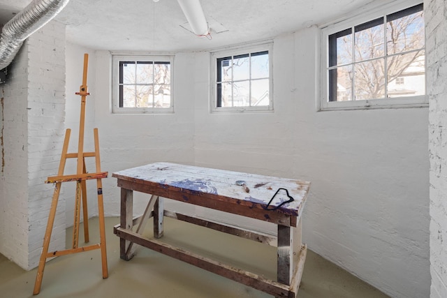 basement with a healthy amount of sunlight