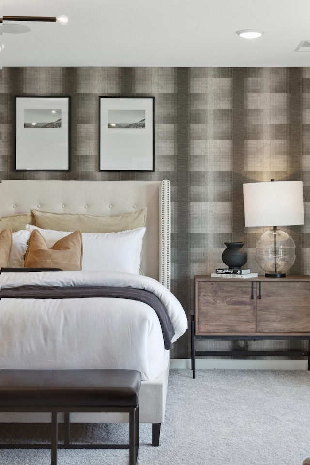 bedroom with carpet
