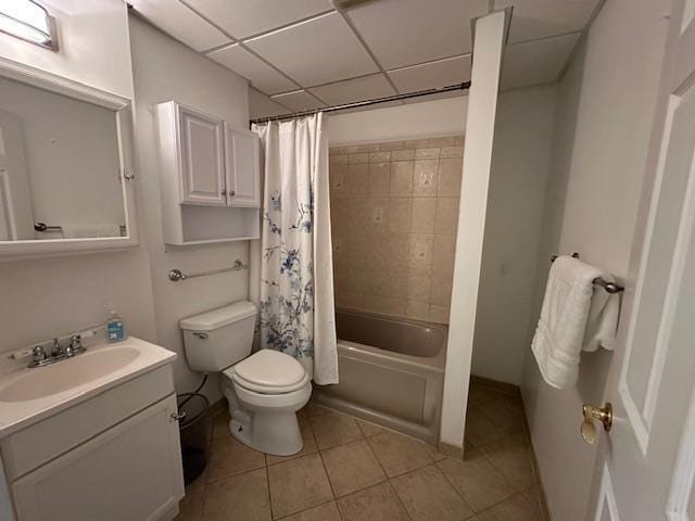11620 Oregon Ave N, Champlin, MN 55316 - full bath with tile patterned floors, vanity, a paneled ceiling, and shower / bath combo