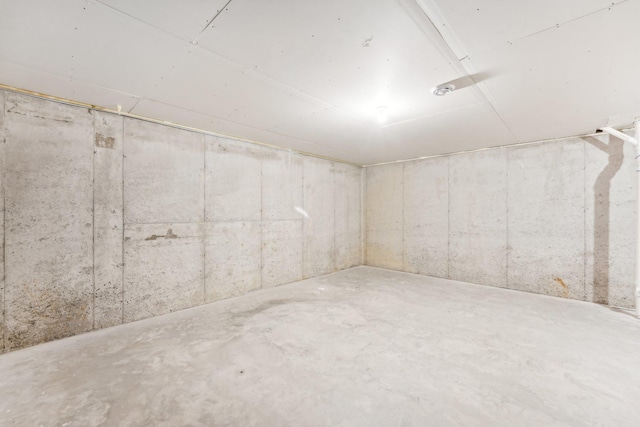 view of unfinished basement