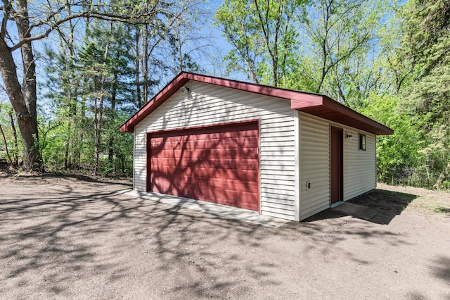 view of detached garage