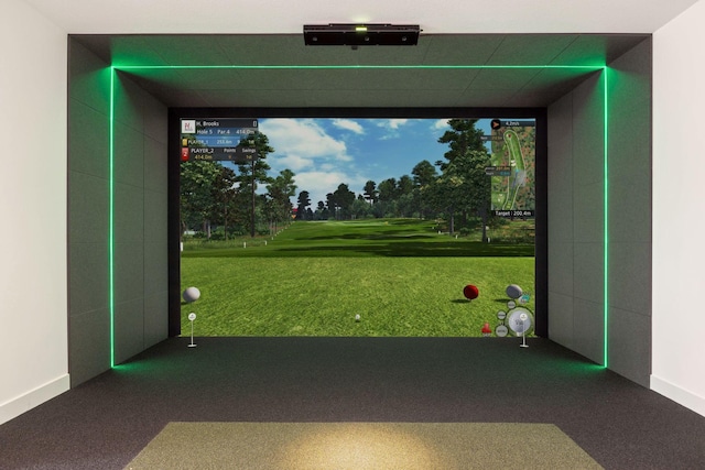 705 Ensconced Way, Chaska, MN 55318 - interior space featuring golf simulator and carpet