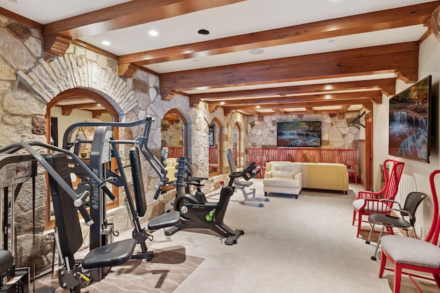 6425 Virginia Dr, Victoria, MN 55331 - workout room with carpet floors, recessed lighting, and arched walkways