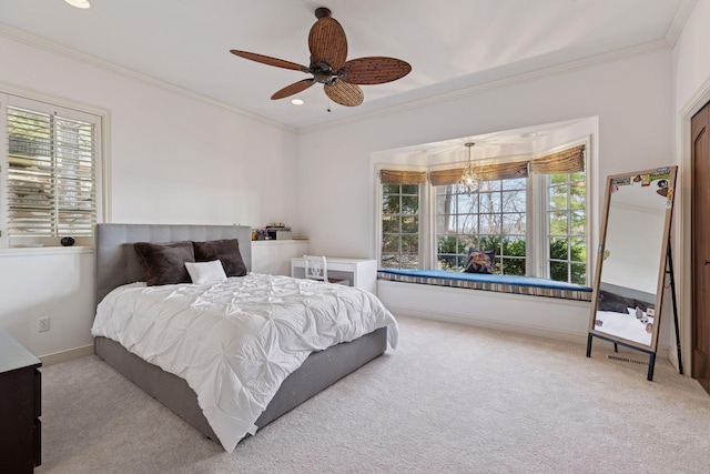 6425 Virginia Dr, Victoria, MN 55331 - bedroom with carpet, crown molding, recessed lighting, and ceiling fan